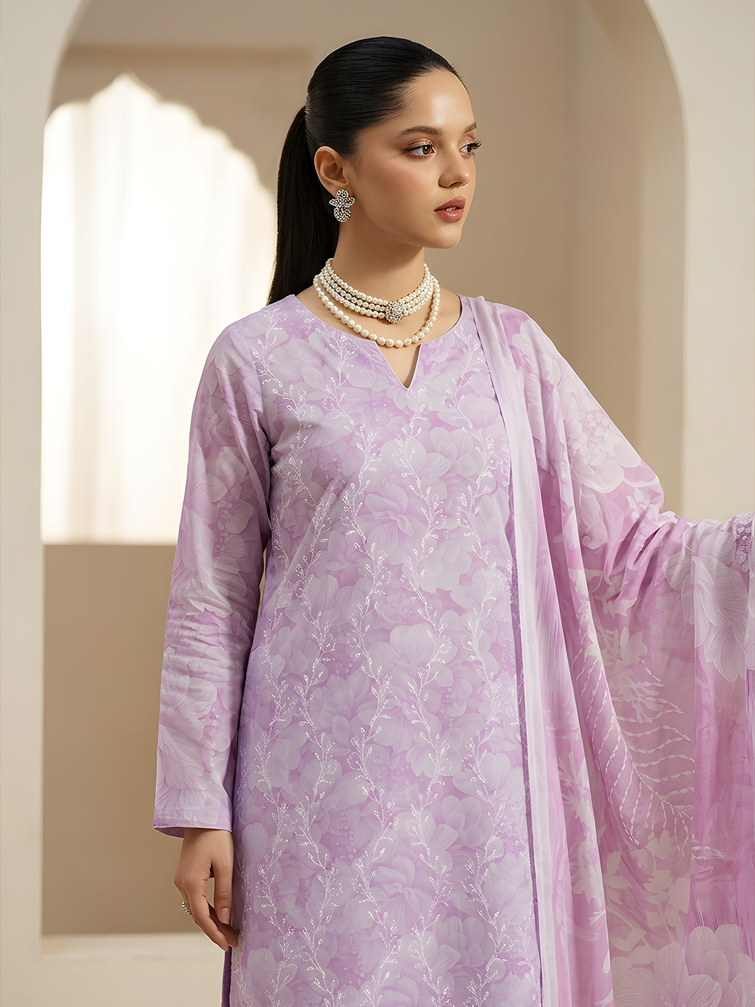 Seerat - Digital Printed Embroidered Lawn - 3PC Suit - D-09