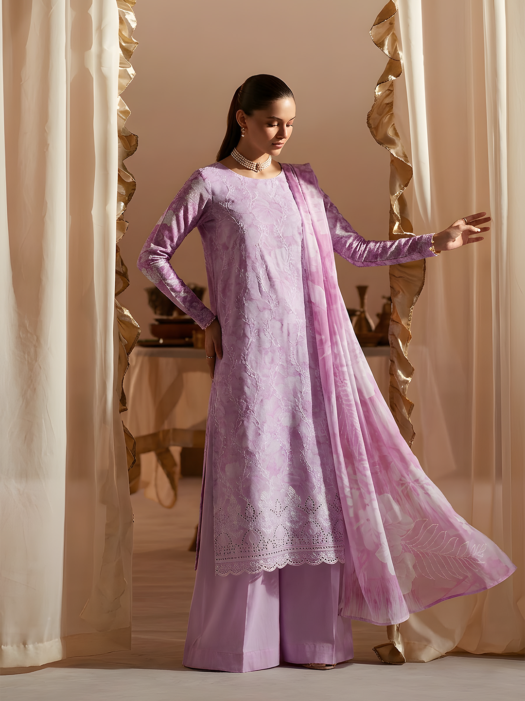 Seerat - Digital Printed Embroidered Lawn - 3PC Suit - D-09