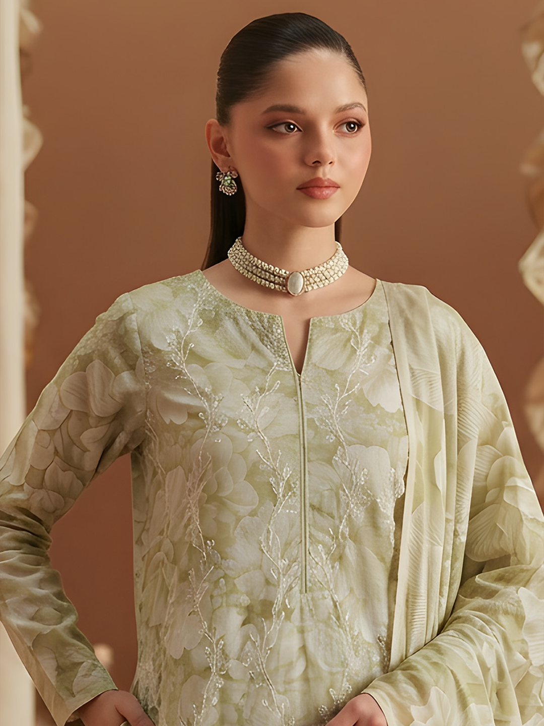 Seerat - Digital Printed Embroidered Lawn - 3PC Suit - D-10