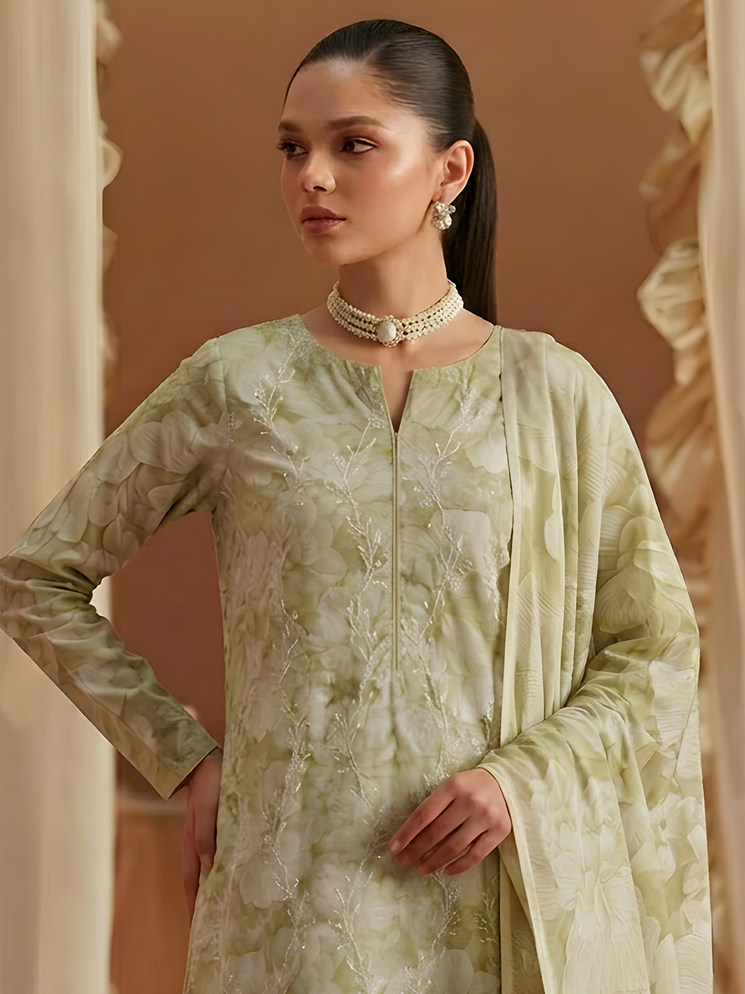 Seerat - Digital Printed Embroidered Lawn - 3PC Suit - D-10